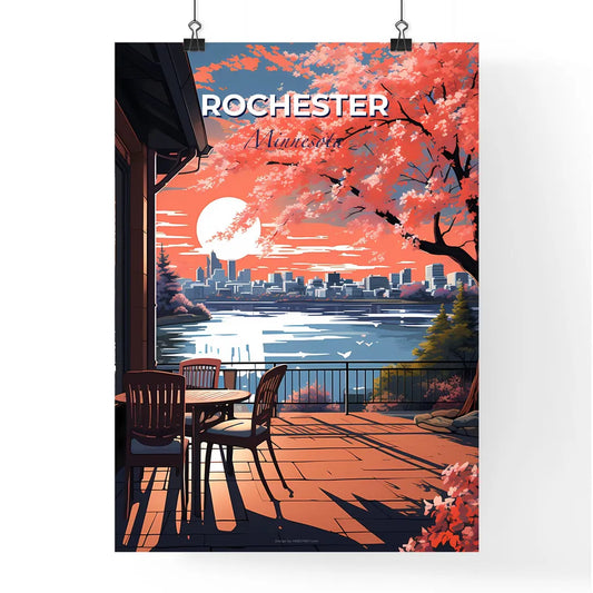 Rochester, Minnesota, A Poster of a deck with chairs and a view of a city and water Default Title