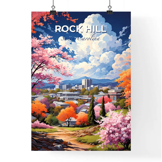 Rock Hill, South Carolina, A Poster of a landscape of a city with trees and buildings Default Title