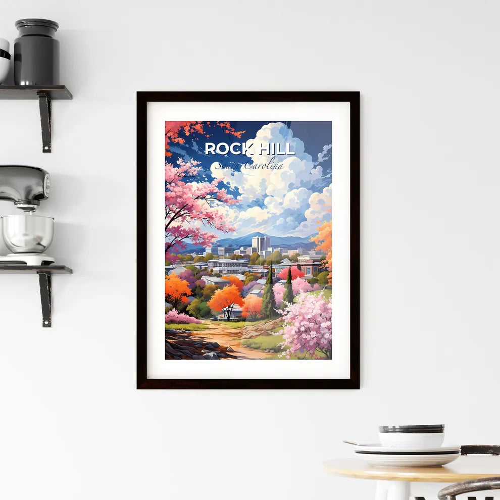 Rock Hill, South Carolina, A Poster of a landscape of a city with trees and buildings Default Title