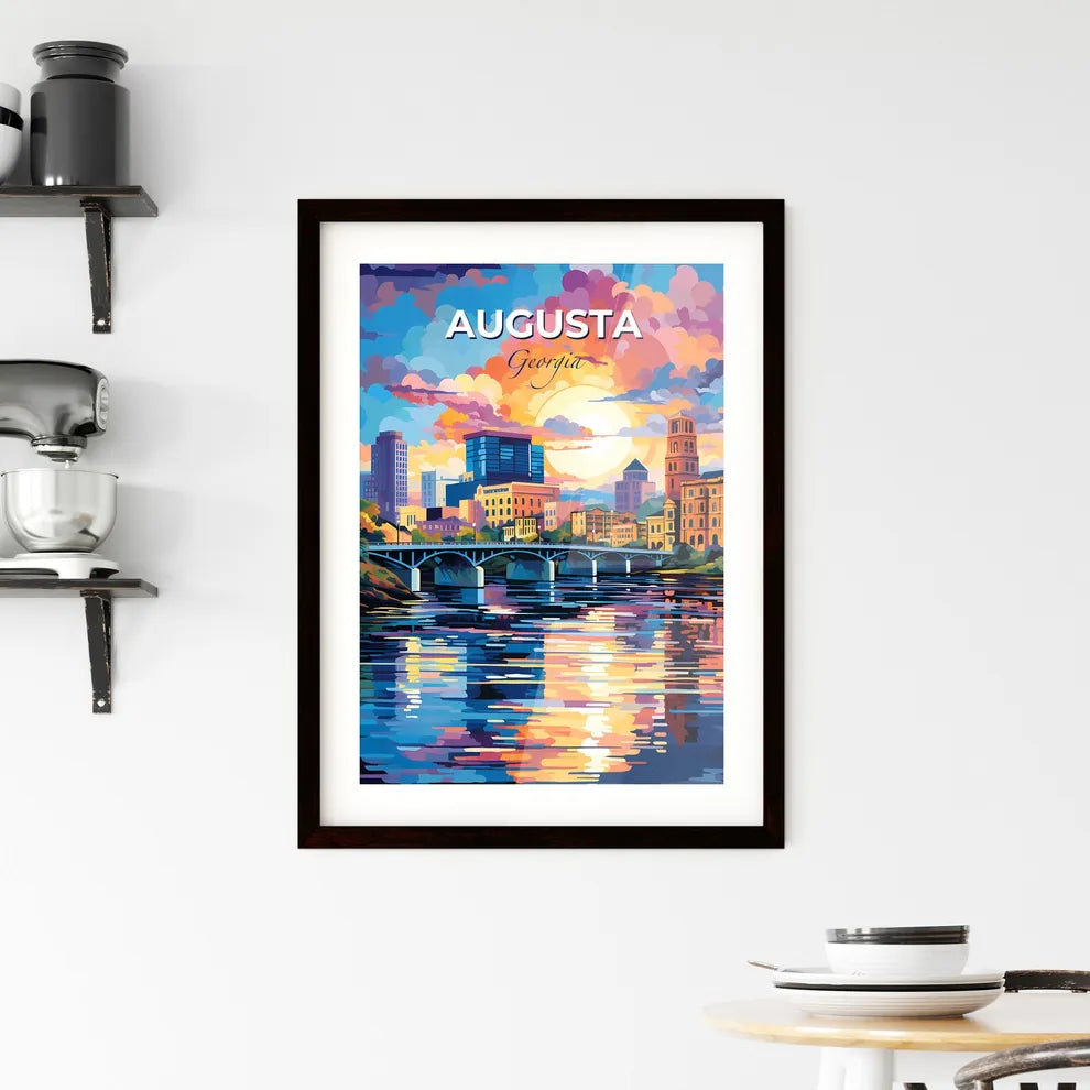 Augusta, Georgia, A Poster of a colorful cityscape with a bridge over a river Default Title