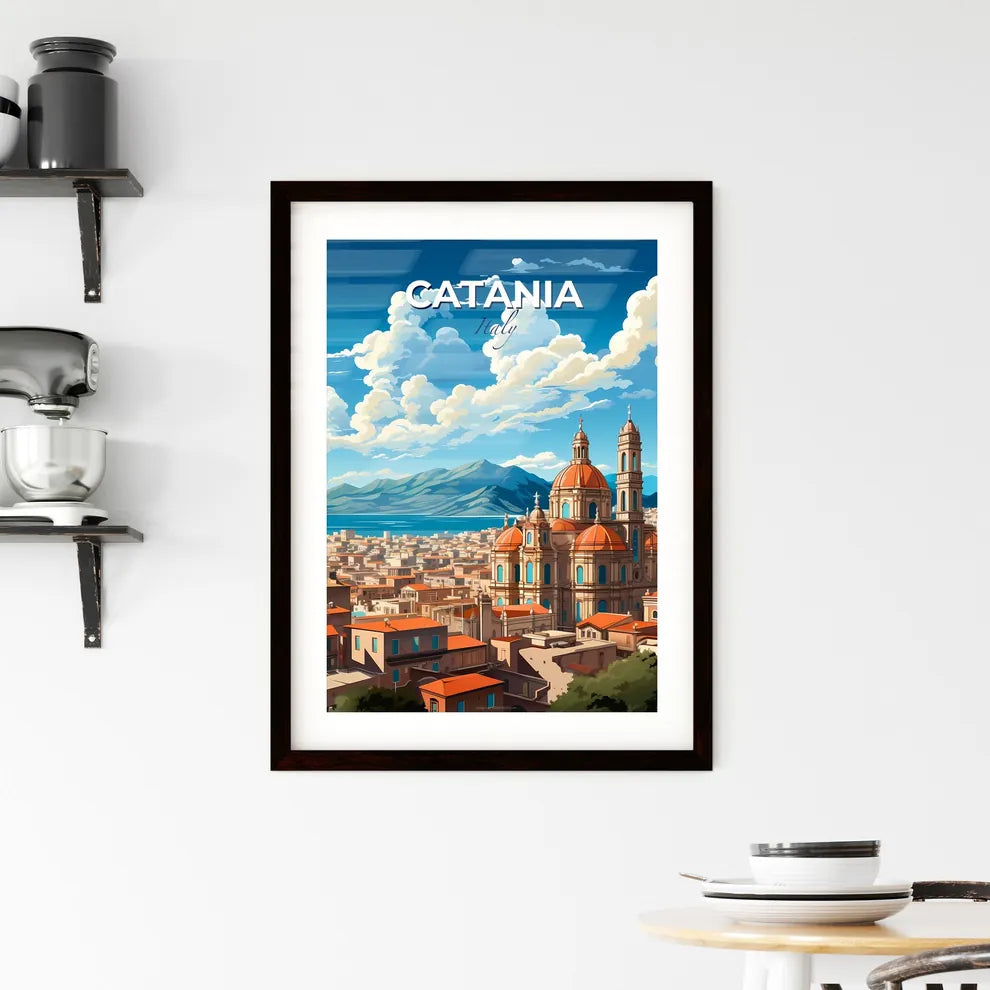 Catania, Italy, A Poster of a large building with orange roofs and a large body of water Default Title