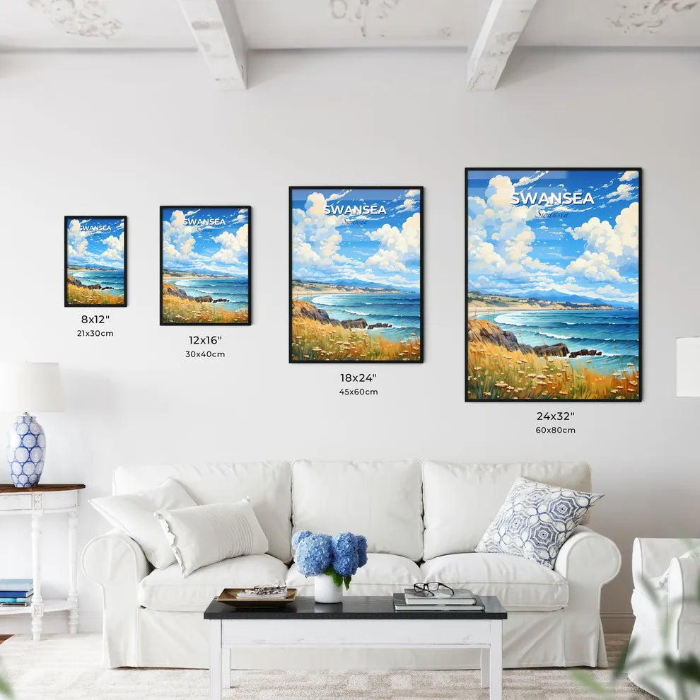 Swansea, Swansea, A Poster of a beach with a body of water and a rocky shore Default Title