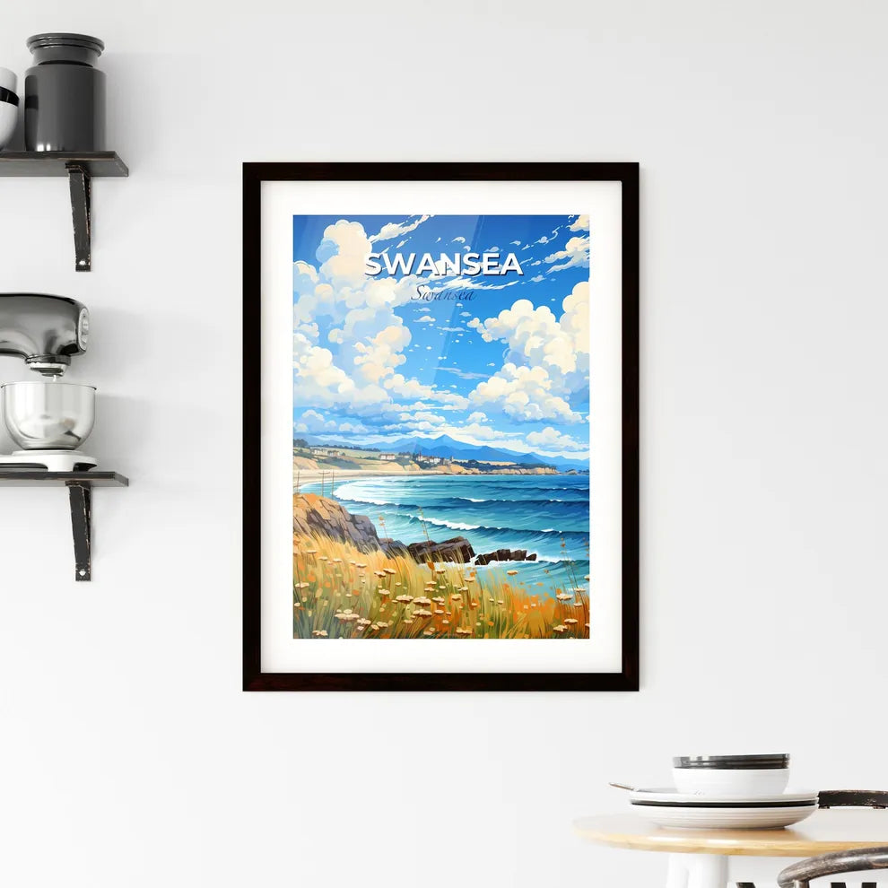 Swansea, Swansea, A Poster of a beach with a body of water and a rocky shore Default Title