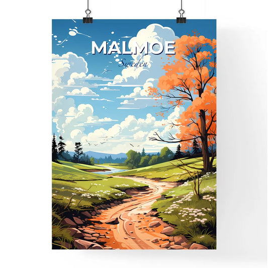 Malmoe, Sweden, A Poster of a landscape with a stream and trees Default Title