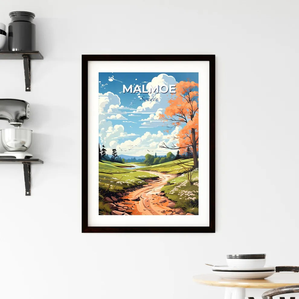 Malmoe, Sweden, A Poster of a landscape with a stream and trees Default Title