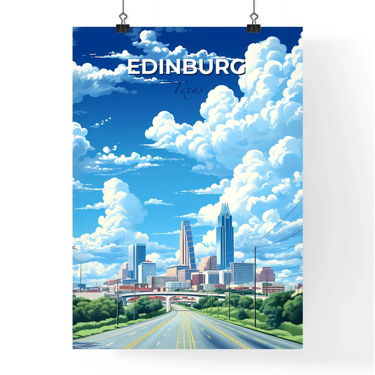 Edinburg, Texas, A Poster of a road with a city in the background Default Title