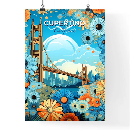 Cupertino, California, A Poster of a bridge and flowers in a frame Default Title