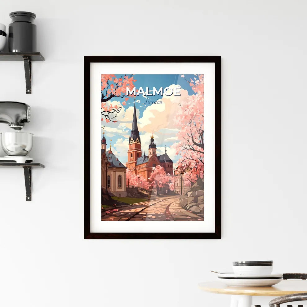 Malmoe, Sweden, A Poster of a painting of a church and trees Default Title