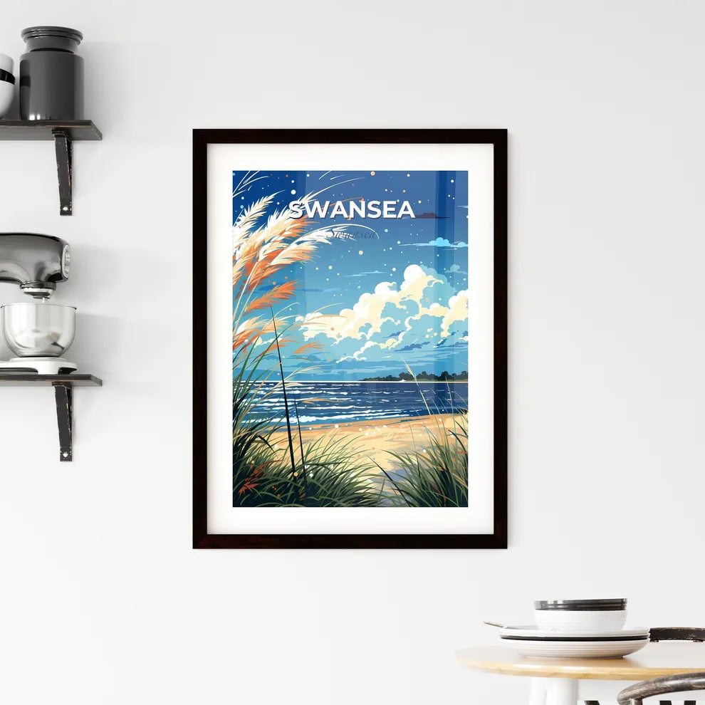 Swansea, Swansea, A Poster of a beach with grass and water Default Title