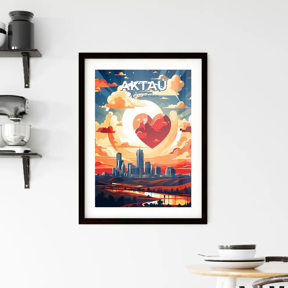 Aktau, Kazakhstan, A Poster of a city skyline with a heart in the sky Default Title