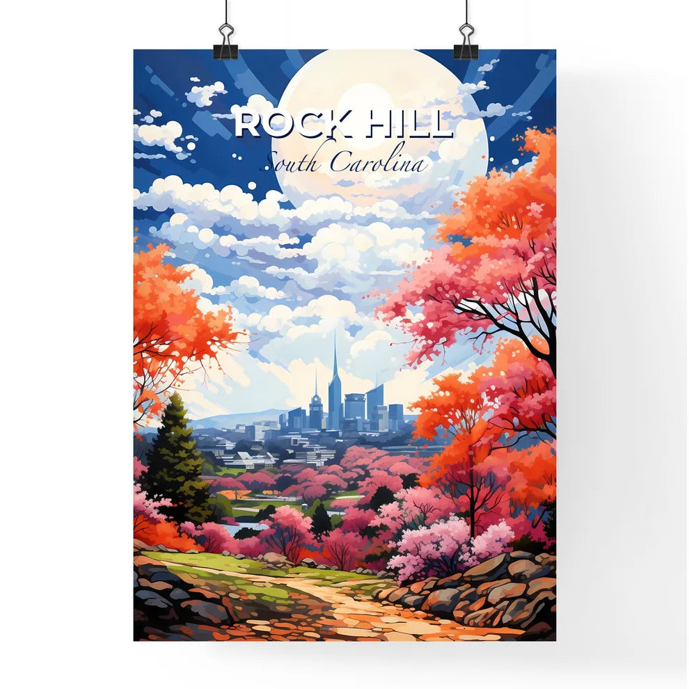 Rock Hill, South Carolina, A Poster of a landscape with trees and a city in the background Default Title
