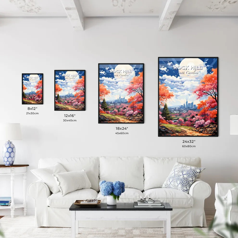 Rock Hill, South Carolina, A Poster of a landscape with trees and a city in the background Default Title