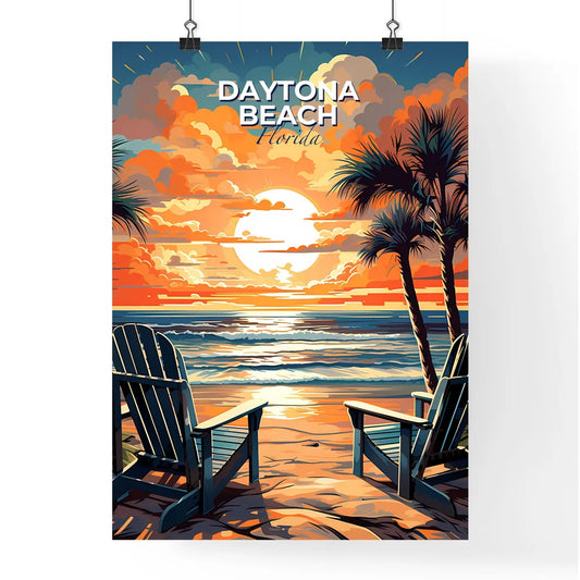 Daytona Beach, Florida, A Poster of a beach with palm trees and chairs Default Title