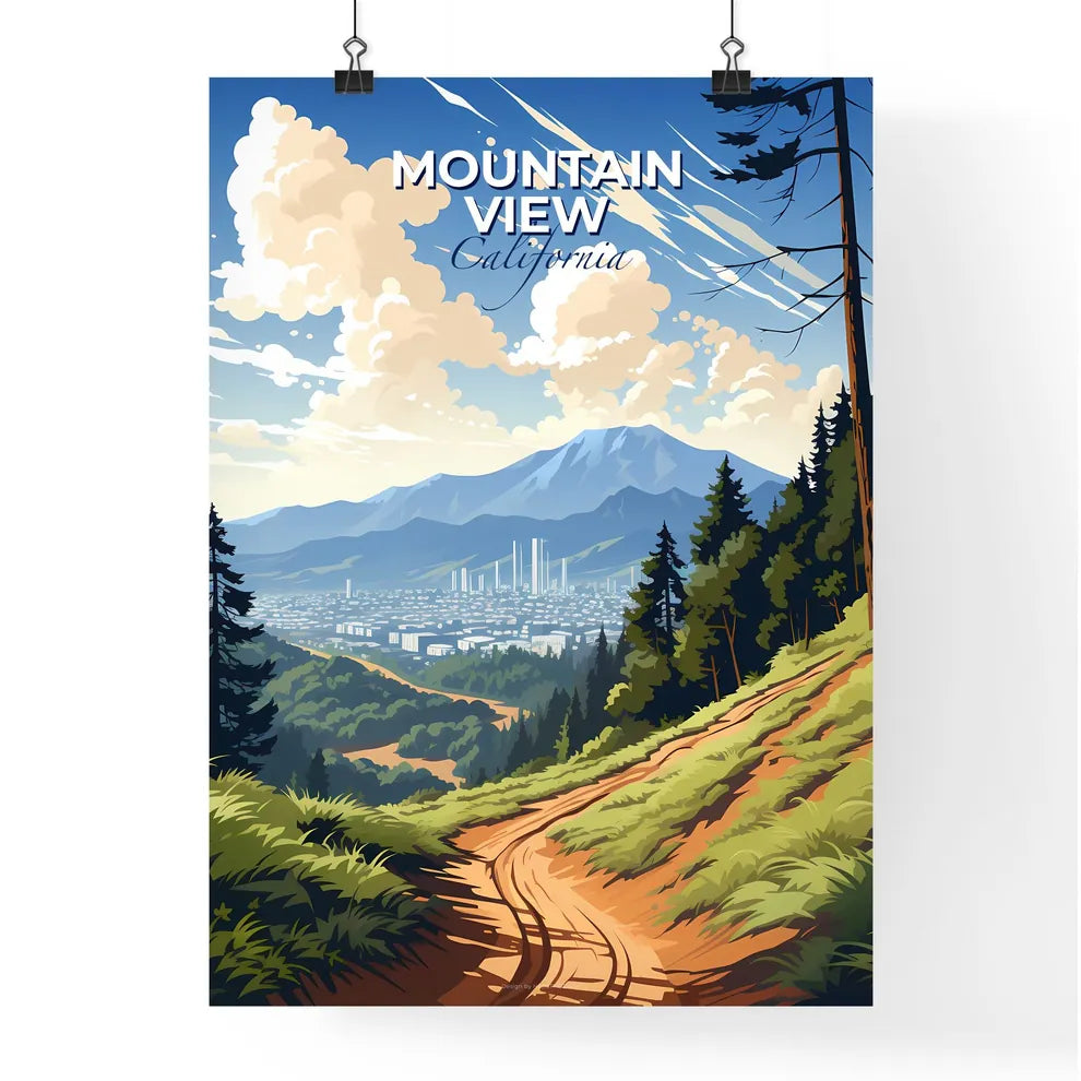 Mountain View, California, A Poster of a landscape of a mountain and a city Default Title