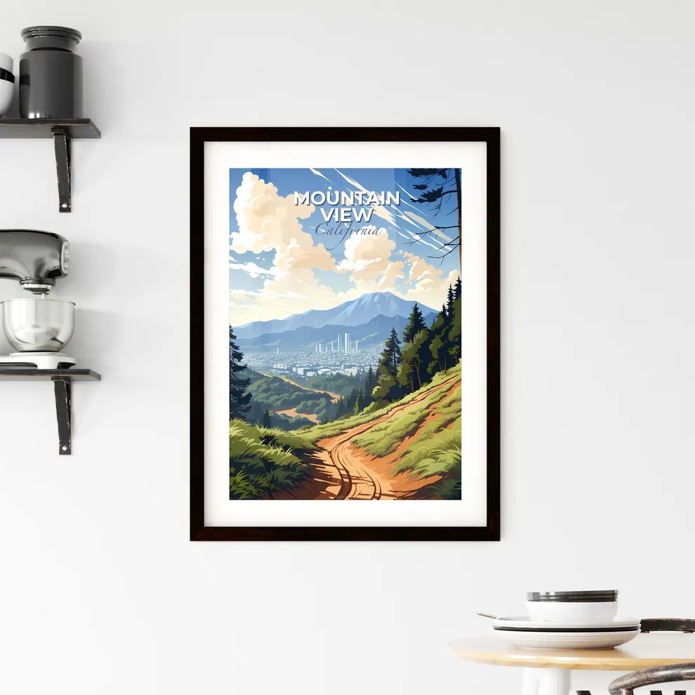 Mountain View, California, A Poster of a landscape of a mountain and a city Default Title