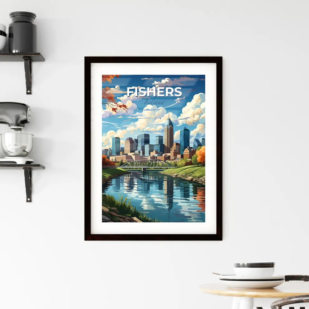 Fishers, Indiana, A Poster of a river with a bridge and a city in the background Default Title