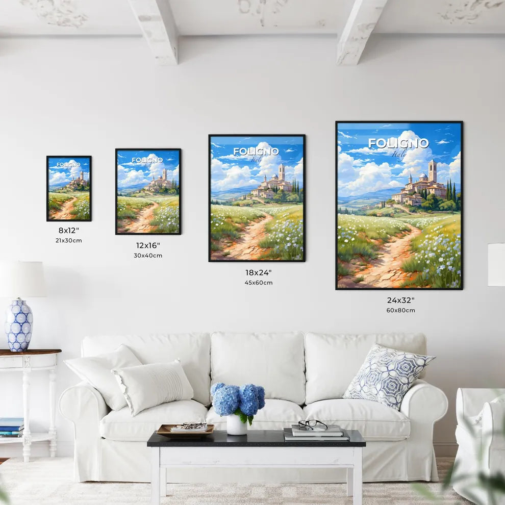 Foligno, Italy, A Poster of a dirt path leading to a large building Default Title