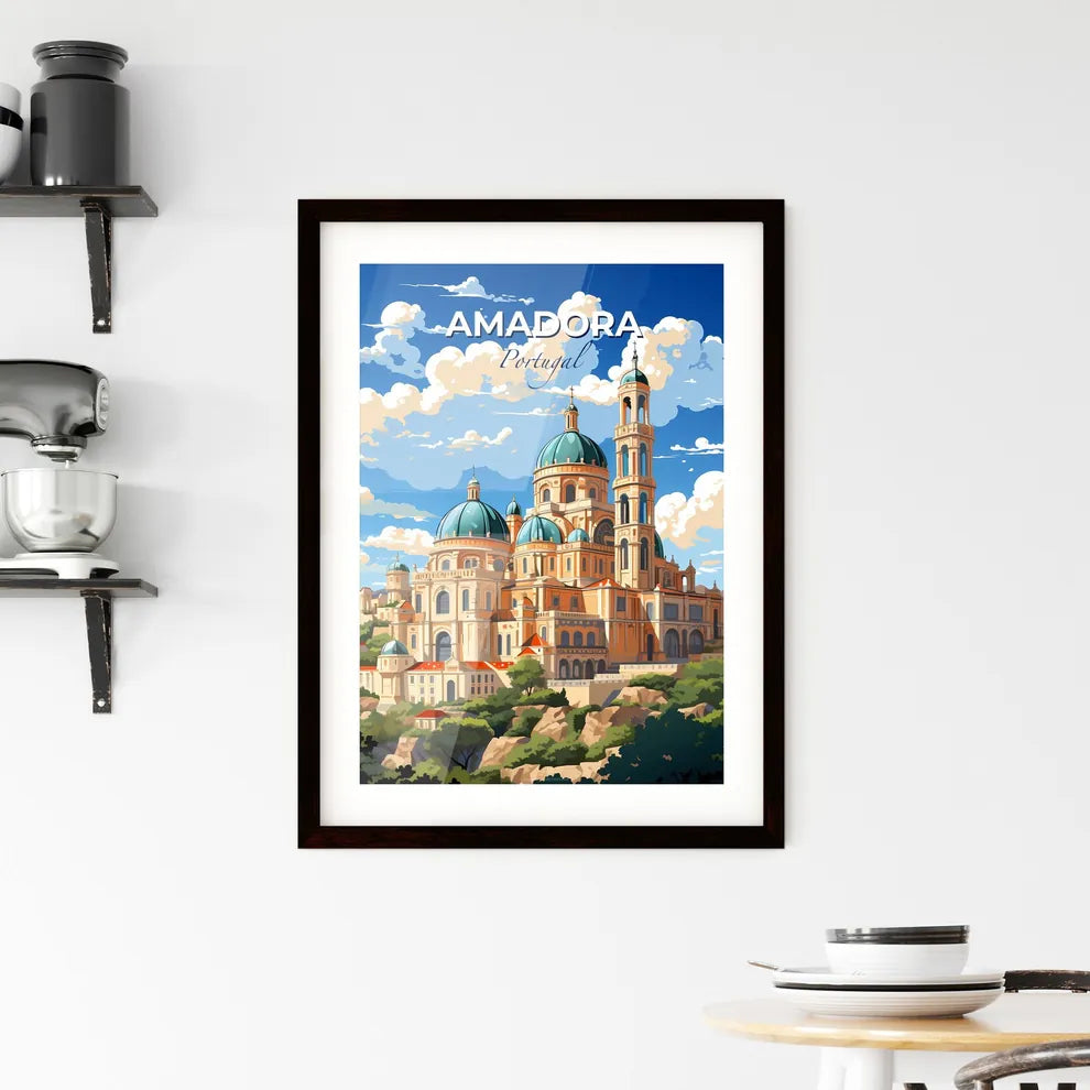 Amadora, Portugal, A Poster of a large building with blue domes and a blue sky with clouds Default Title