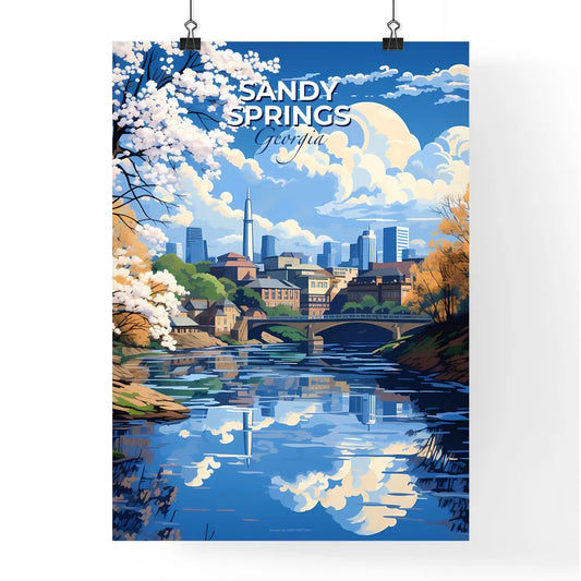 Sandy Springs, Georgia, A Poster of a river with a bridge and trees and buildings Default Title
