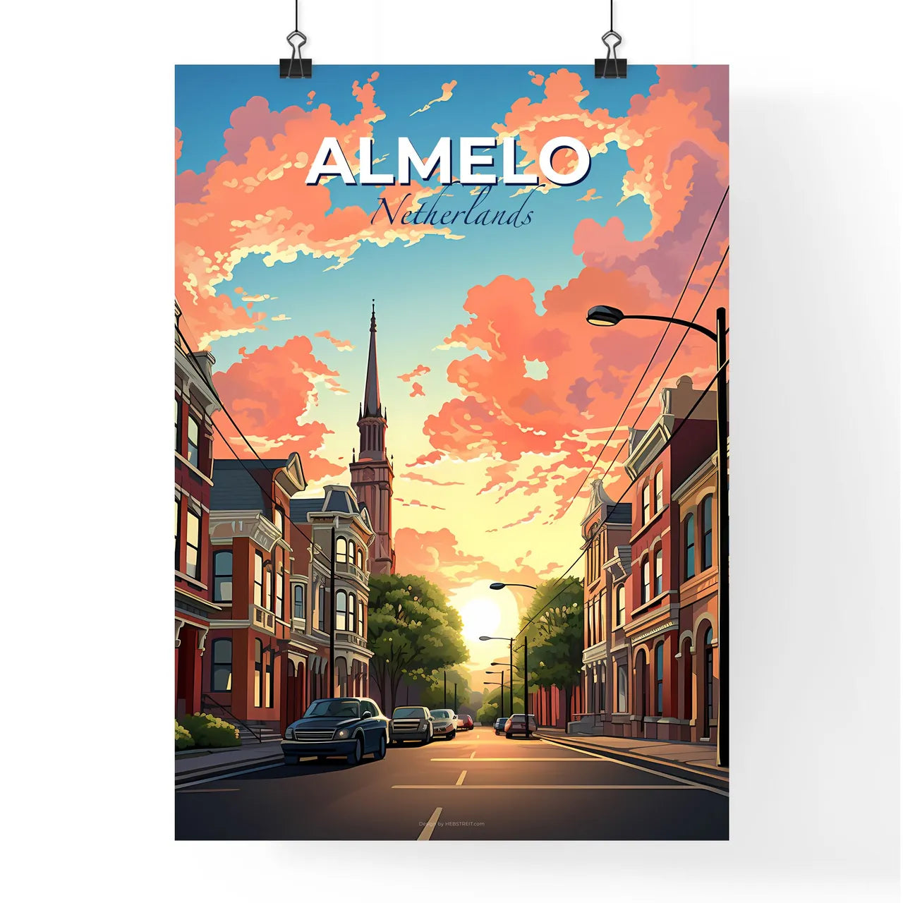 Almelo, Netherlands, A Poster of a street with cars and buildings in the background Default Title