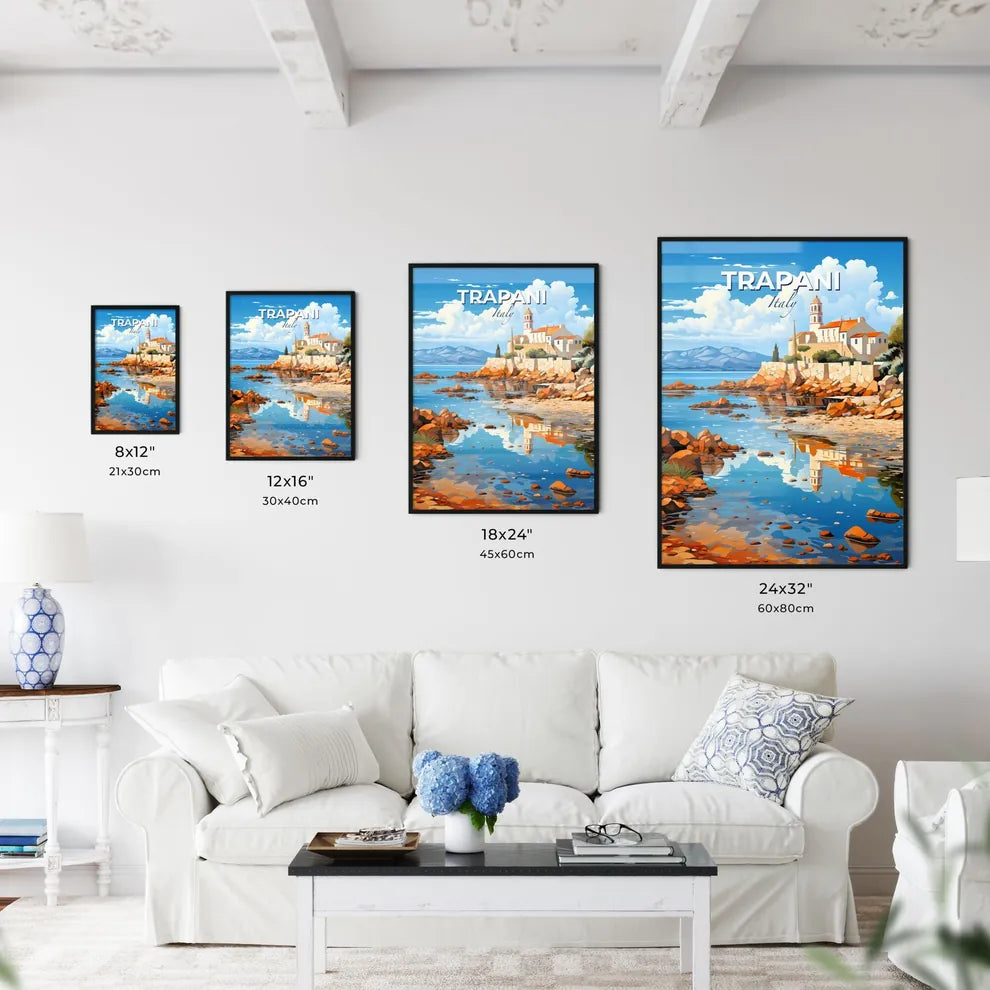 Trapani, Italy, A Poster of a building on a rocky shore Default Title