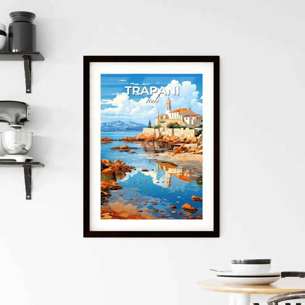 Trapani, Italy, A Poster of a building on a rocky shore Default Title