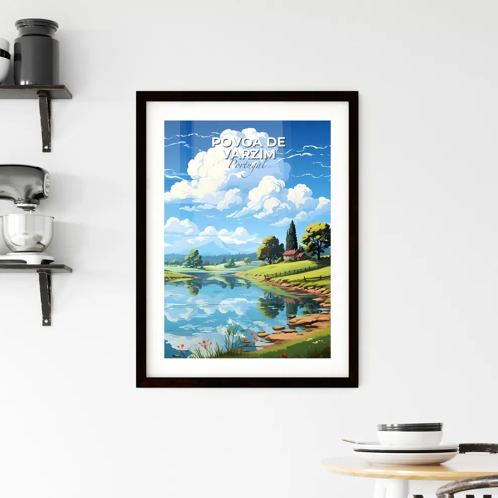 Povoa De Varzim, Portugal, A Poster of a river with a house and trees Default Title