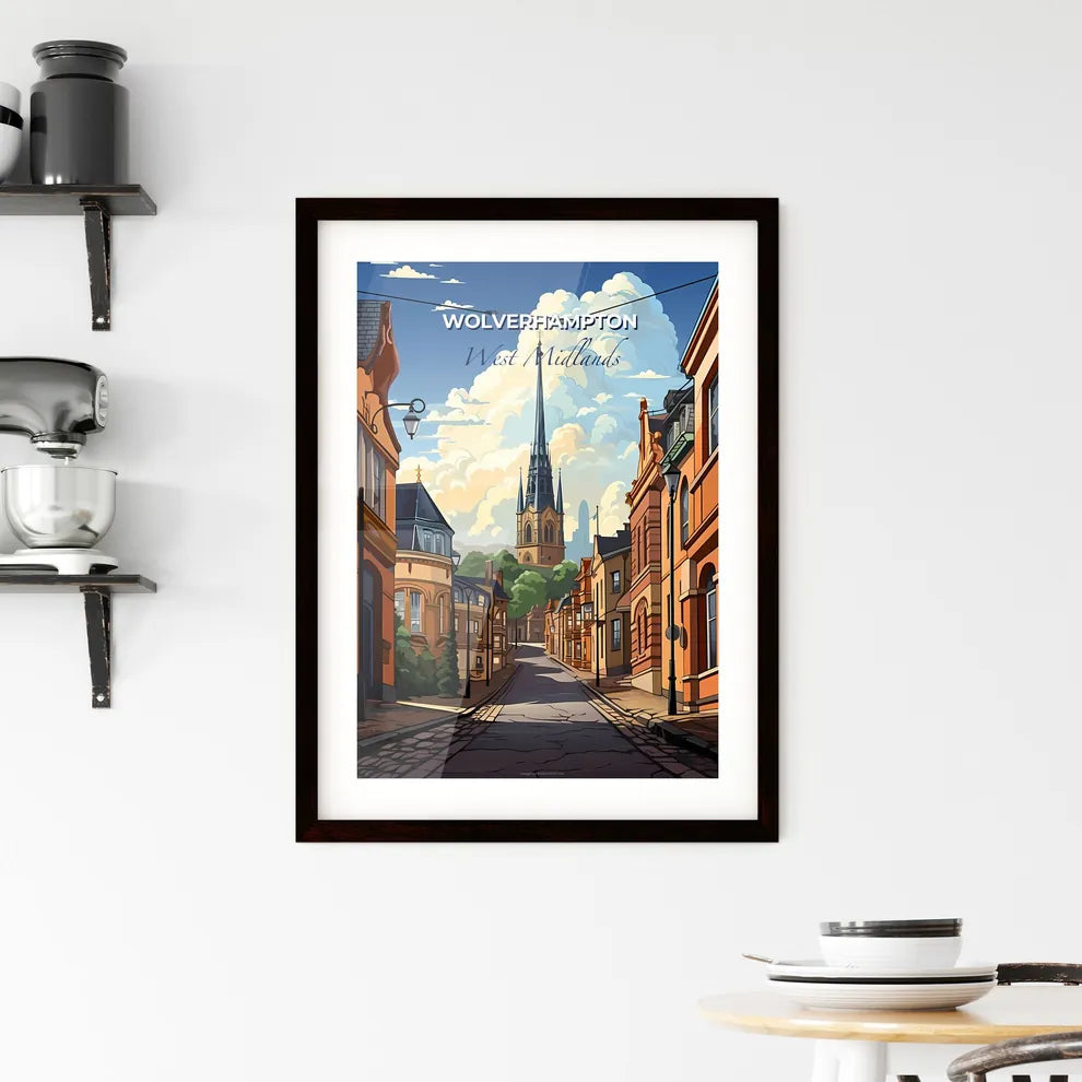 Wolverhampton, West Midlands, A Poster of a street with buildings and a tall tower Default Title
