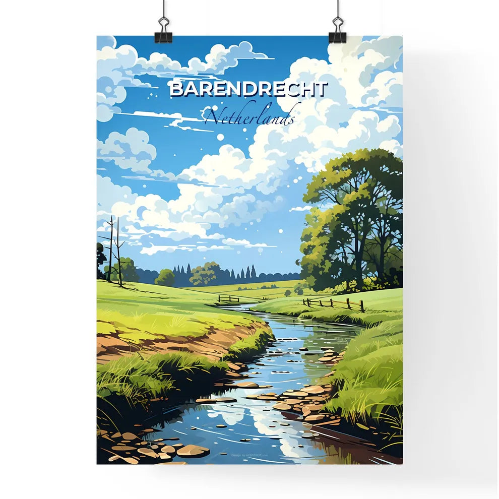 Barendrecht, Netherlands, A Poster of a stream running through a grassy field Default Title