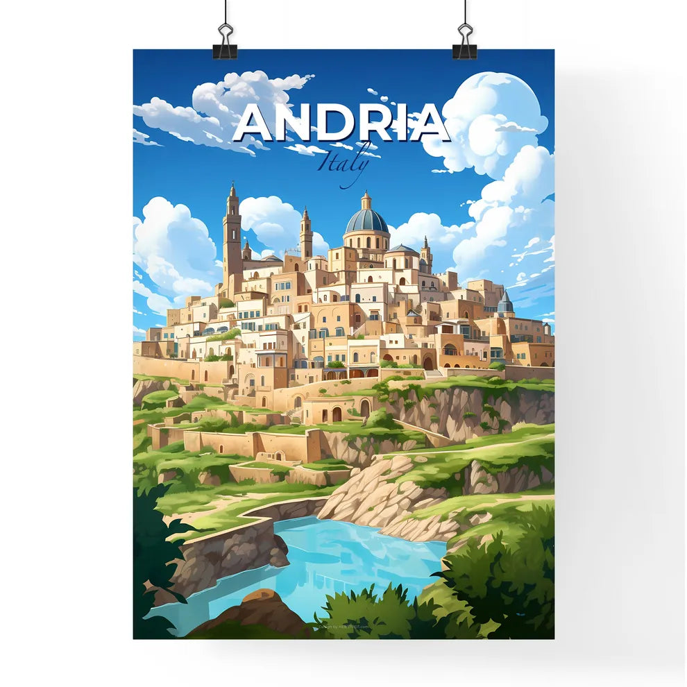 Andria, Italy, A Poster of a cartoon of a city on a hill Default Title