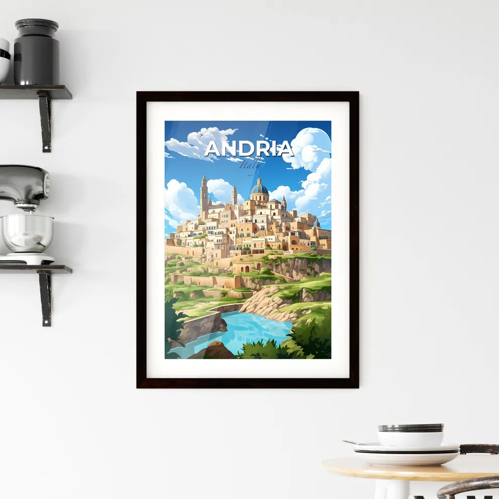 Andria, Italy, A Poster of a cartoon of a city on a hill Default Title