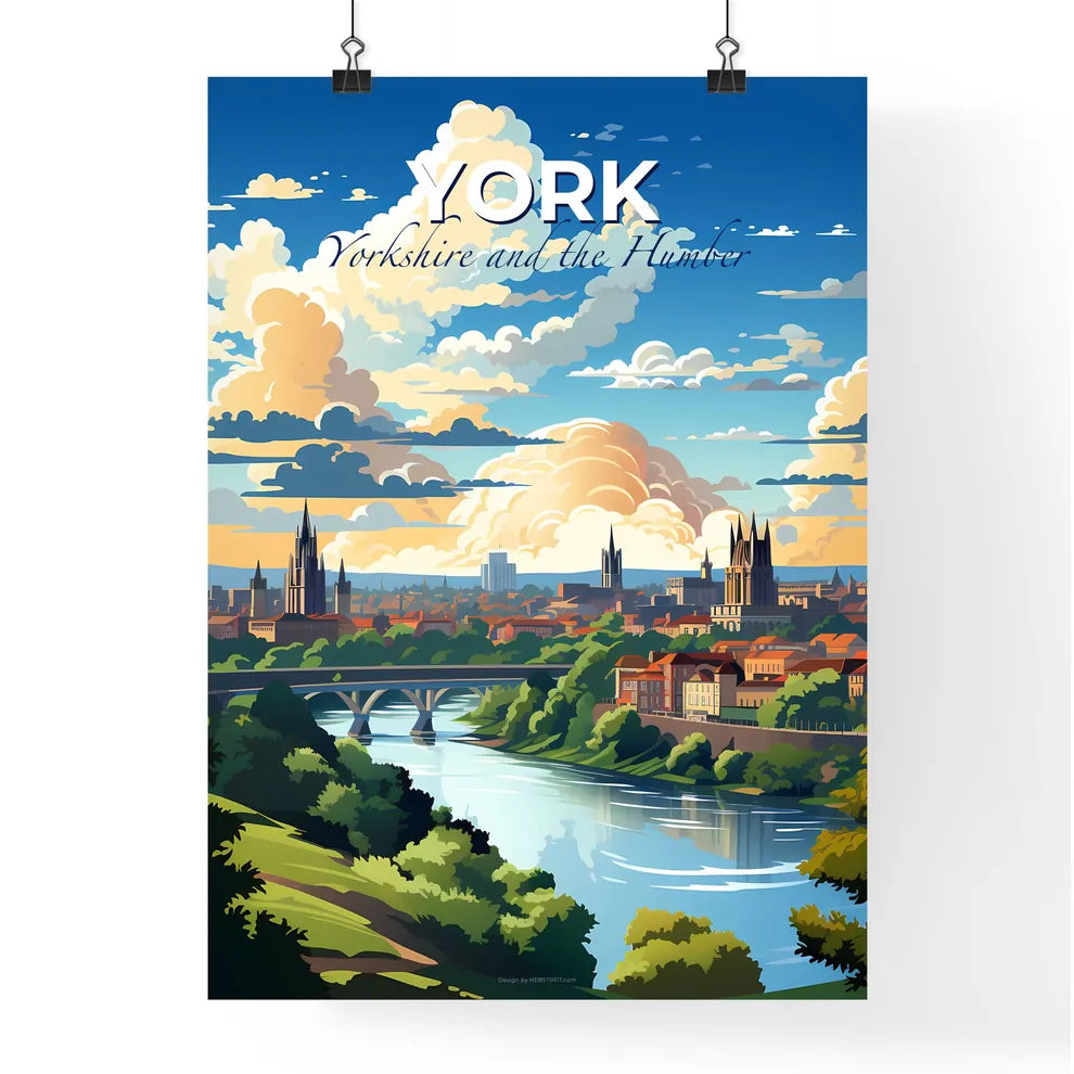 York, Yorkshire and the Humber, A Poster of a river with a bridge and a city in the background Default Title