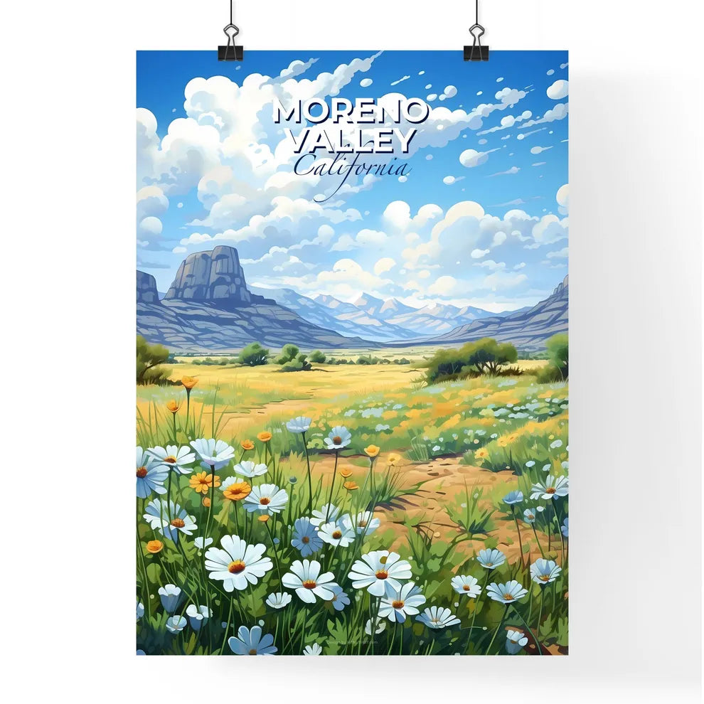 Moreno Valley, California, A Poster of a field of flowers with mountains in the background Default Title