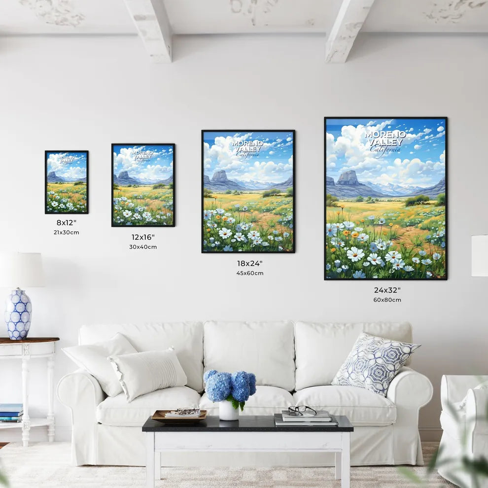 Moreno Valley, California, A Poster of a field of flowers with mountains in the background Default Title