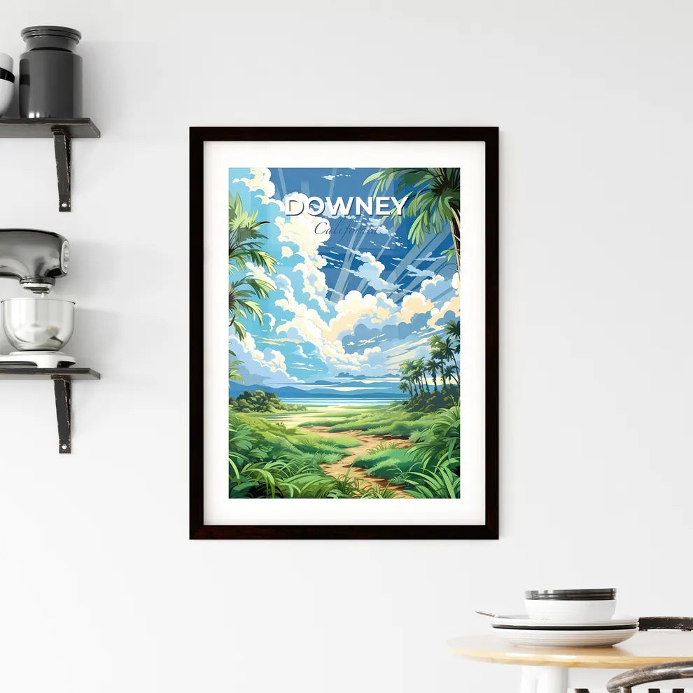 Downey, California, A Poster of a landscape with palm trees and a path Default Title