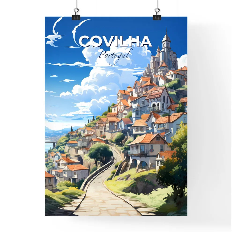 Covilha, Portugal, A Poster of a city on a hill Default Title