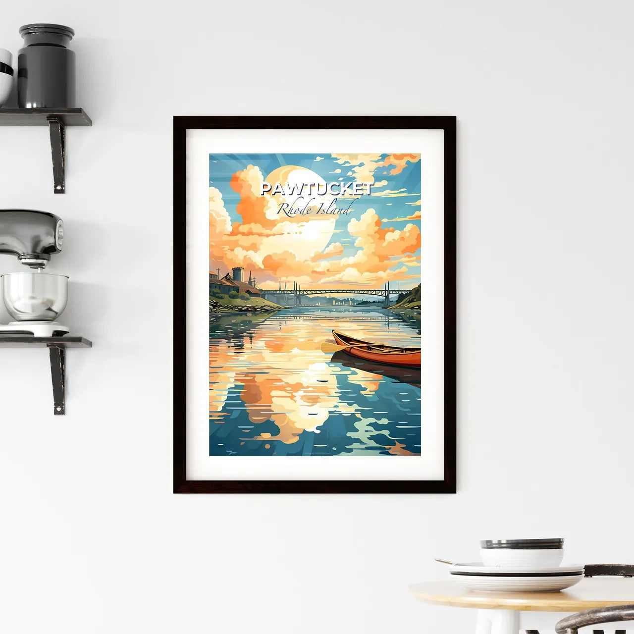Pawtucket, Rhode Island, A Poster of a painting of a boat on a river Default Title