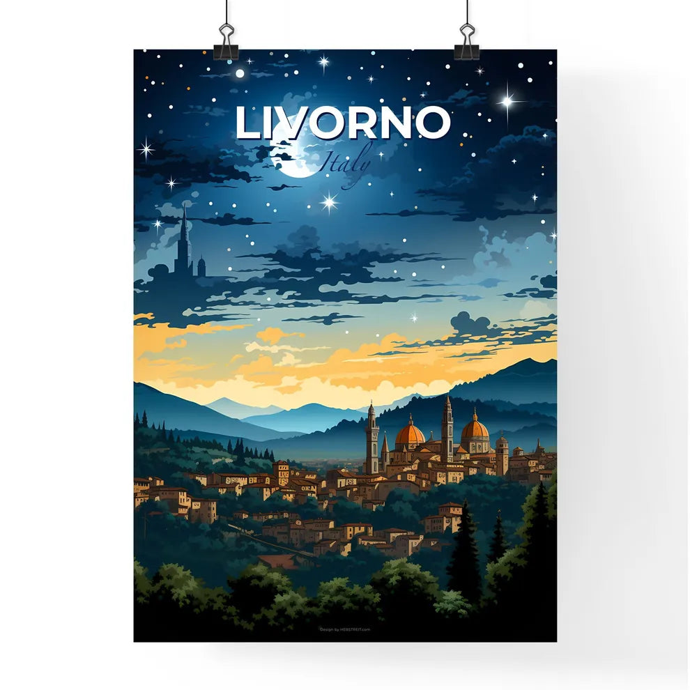 Livorno, Italy, A Poster of a city in the mountains Default Title