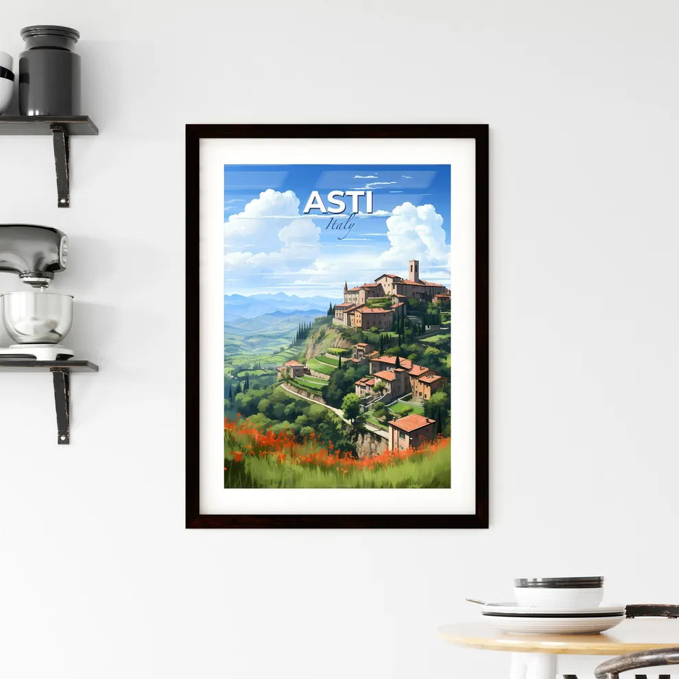 Asti, Italy, A Poster of a landscape of a town on a hill Default Title