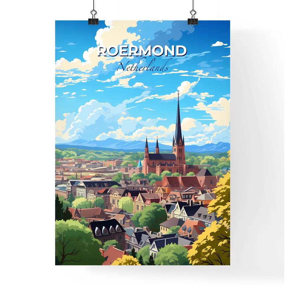 Roermond, Netherlands, A Poster of a city with a church and trees Default Title