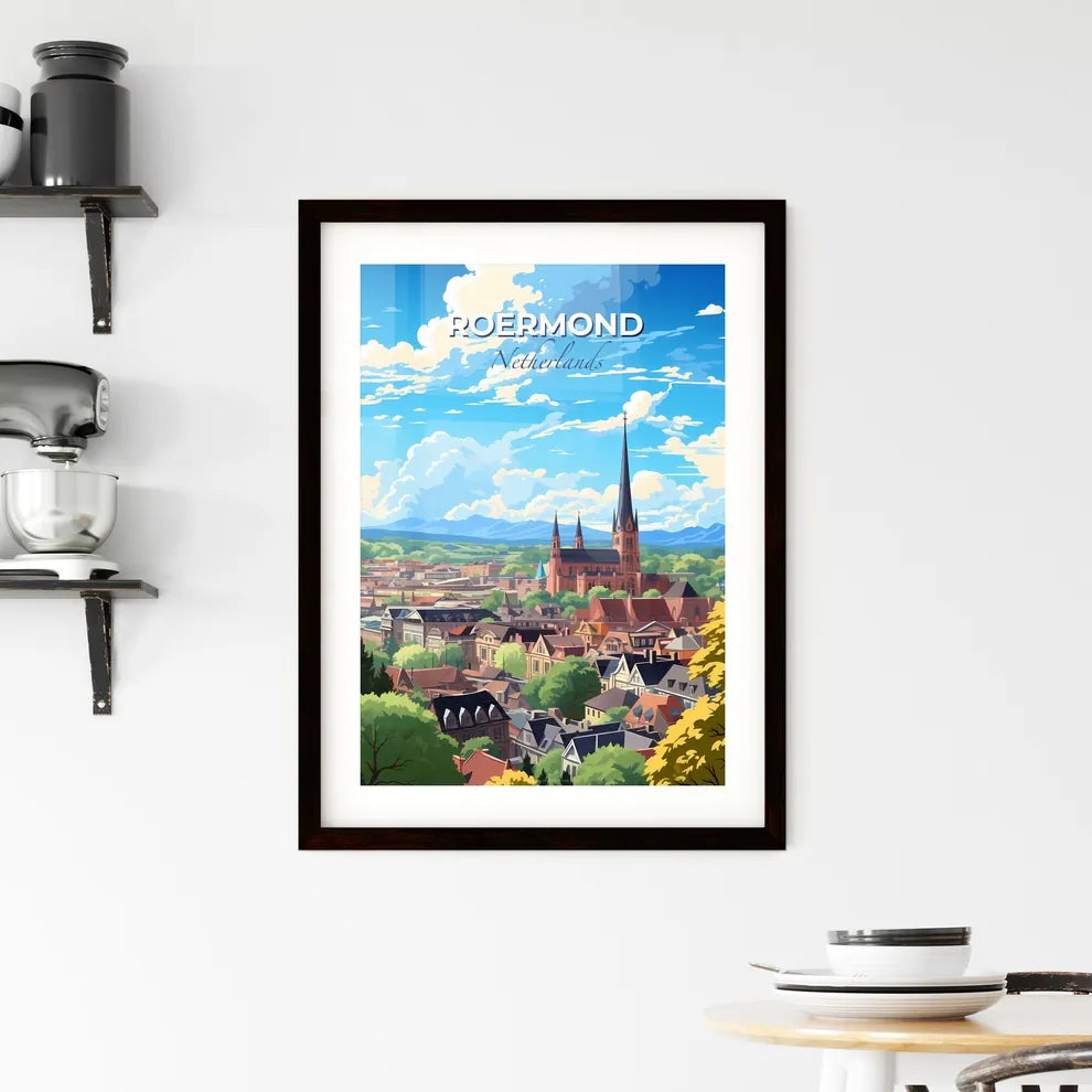 Roermond, Netherlands, A Poster of a city with a church and trees Default Title