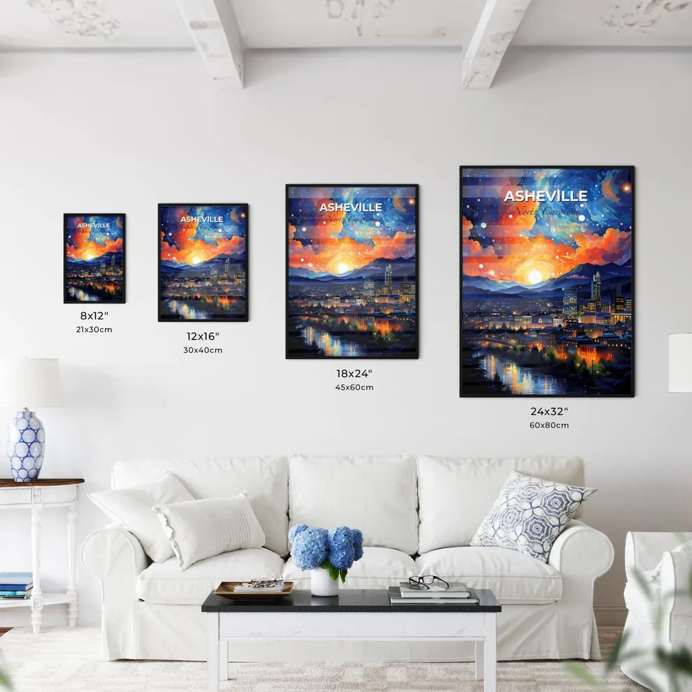 Asheville, North Carolina, A Poster of a colorful sky over a city Default Title