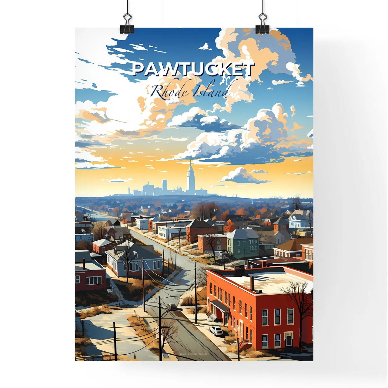 Pawtucket, Rhode Island, A Poster of a city with many buildings and a road Default Title