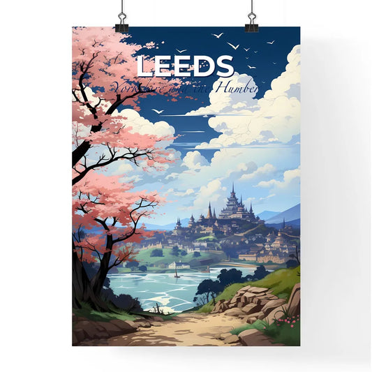 Leeds, Yorkshire and the Humber, A Poster of a landscape with a pink tree and a city Default Title
