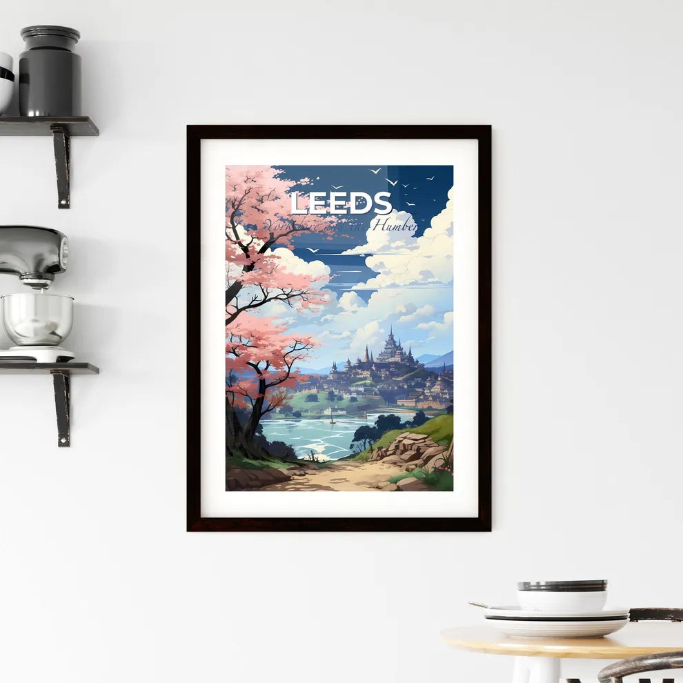 Leeds, Yorkshire and the Humber, A Poster of a landscape with a pink tree and a city Default Title