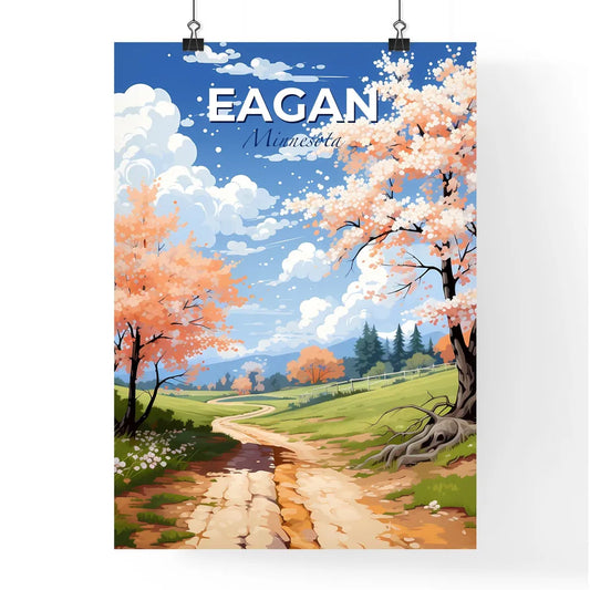Eagan, Minnesota, A Poster of a dirt road through a grassy field with pink flowers Default Title