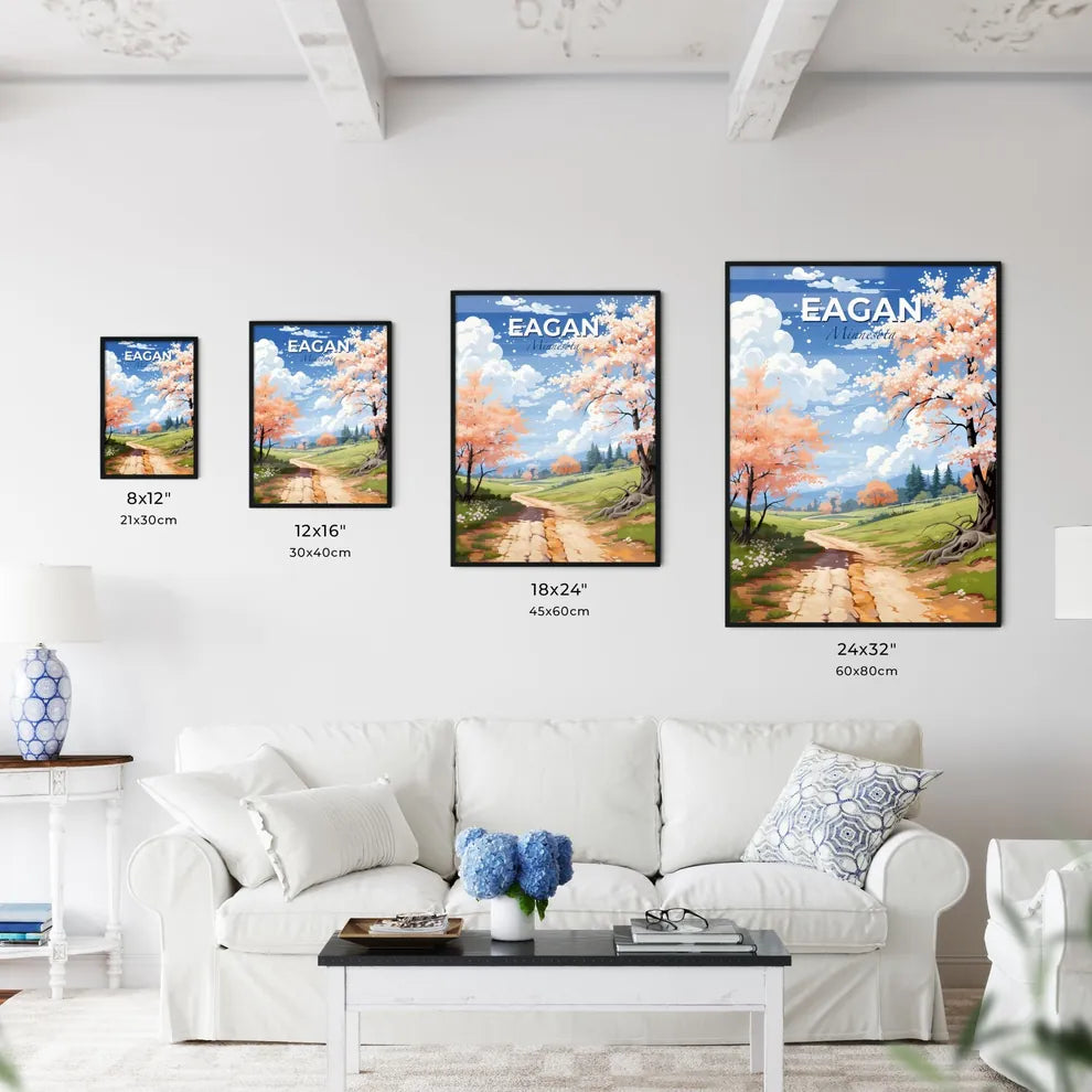 Eagan, Minnesota, A Poster of a dirt road through a grassy field with pink flowers Default Title