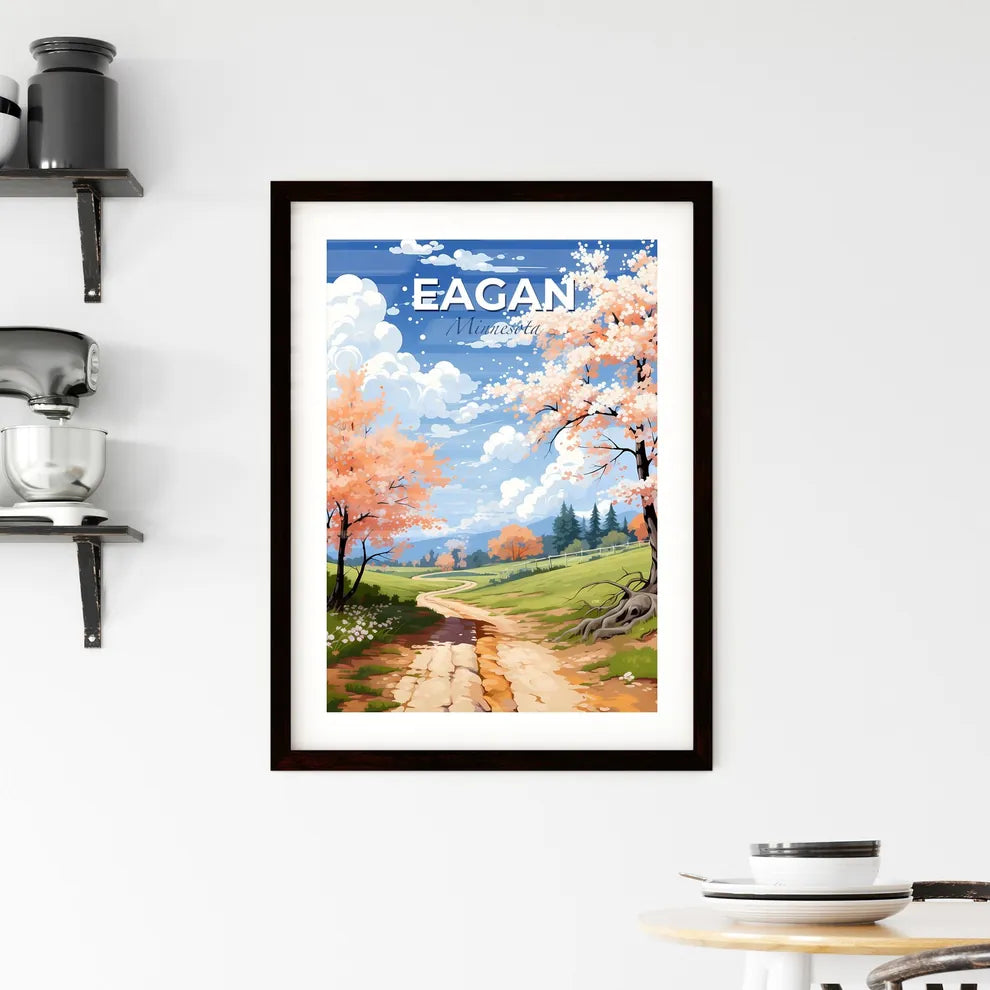 Eagan, Minnesota, A Poster of a dirt road through a grassy field with pink flowers Default Title