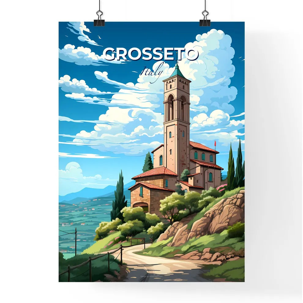 Grosseto, Italy, A Poster of a building on a hill Default Title