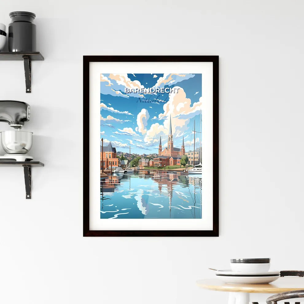 Barendrecht, Netherlands, A Poster of a water body with boats and buildings and trees Default Title